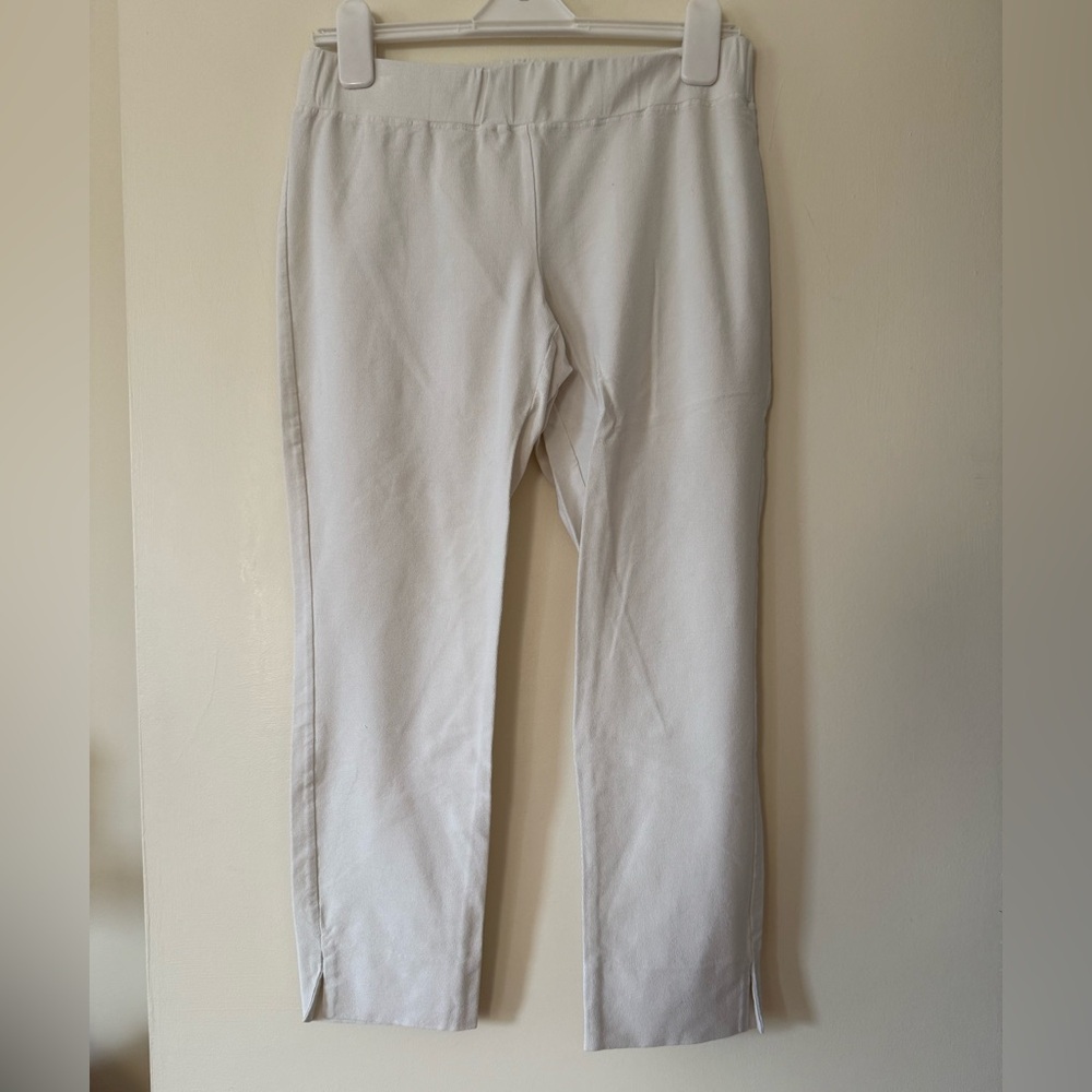 Eileen Fisher Women Cropped Washable Stretch Crepe Pant Off-white Stone S